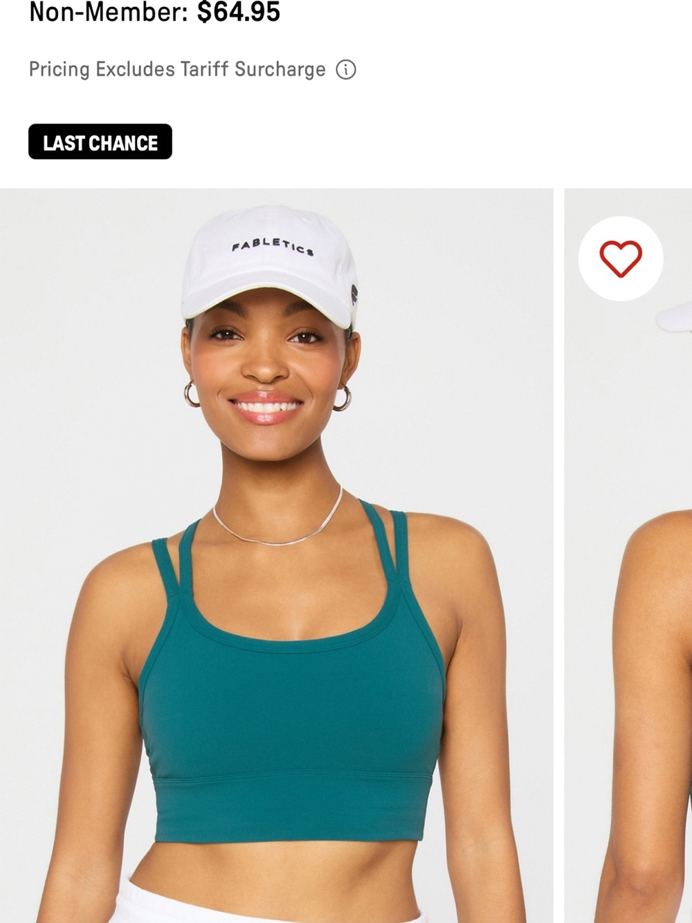 Fabletics Teal Double-Strap Crop Sports Bra